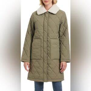 Sanctuary Water Resistant Quilted Coat with Removable Faux Shearling Collar